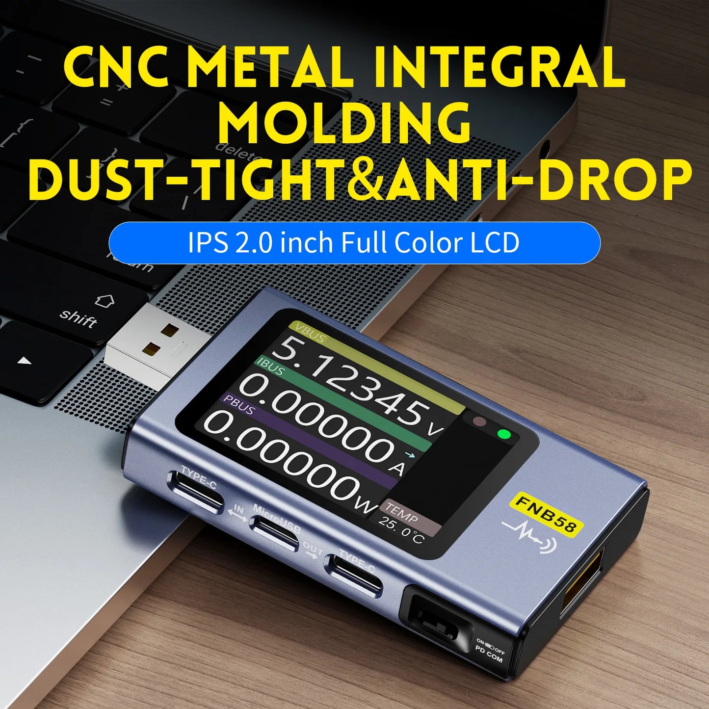 FNIRSI FNB58 – Medidor USB-C de Voltaje y Corriente | Con y Sin Bluetooth