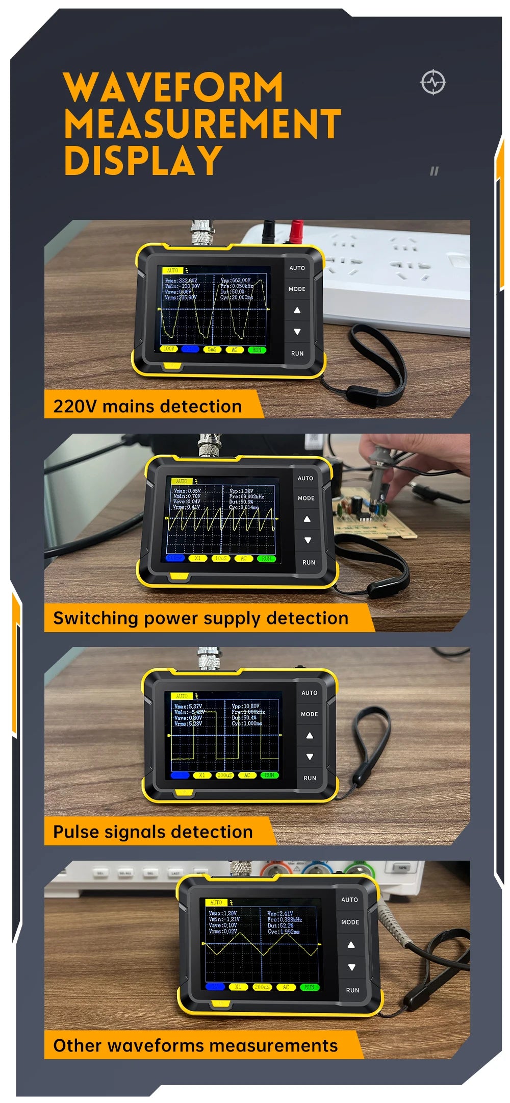 FNIRSI DSO510 / DSO152 / DSO153 – Mini Osciloscopios Digitales Portátiles 2 en 1