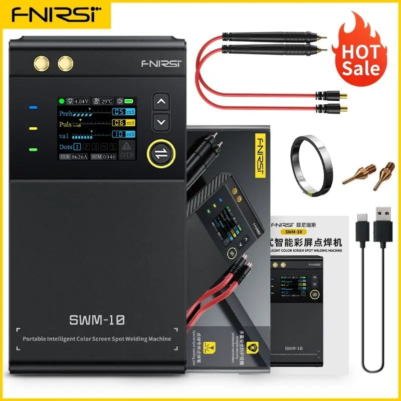 FNIRSI SWM-10 – Soldador por Puntos Portátil de Batería con Pantalla LCD y Tecnología de Doble Pulso