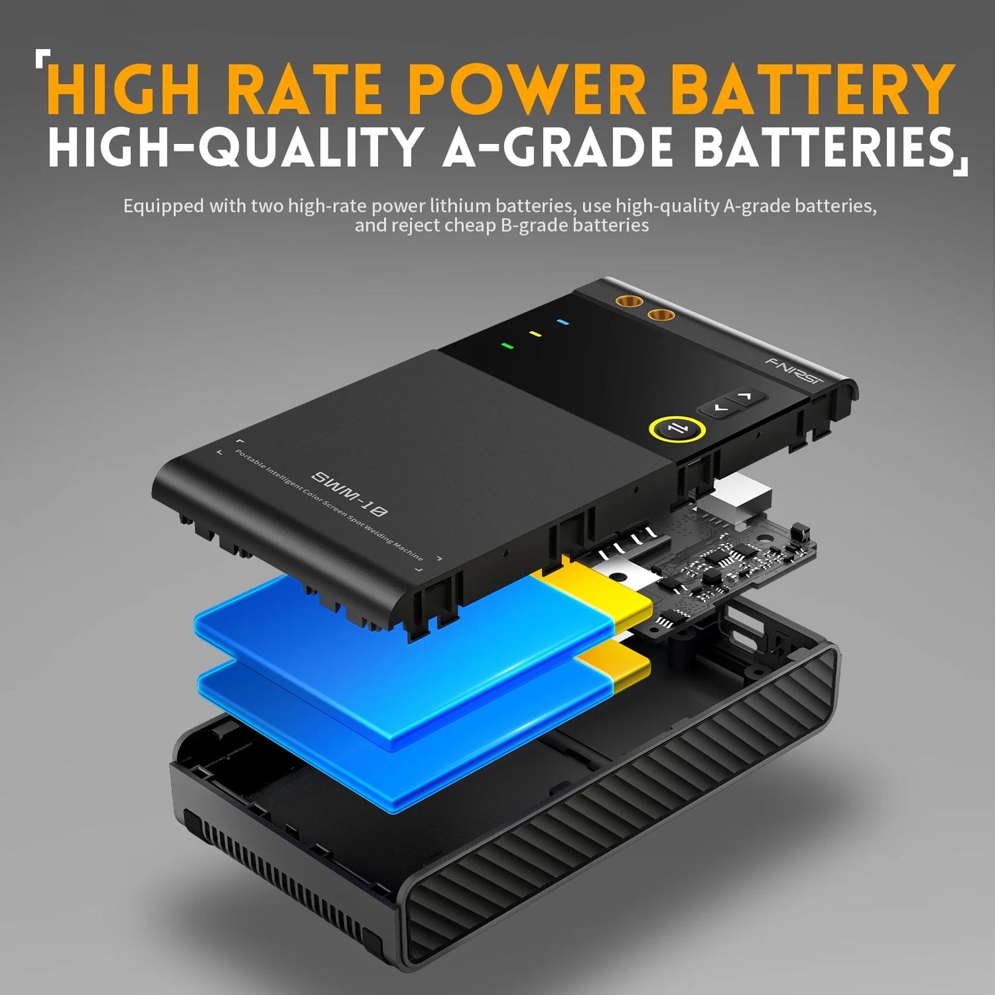 FNIRSI SWM-10 – Soldador por Puntos Portátil de Batería con Pantalla LCD y Tecnología de Doble Pulso