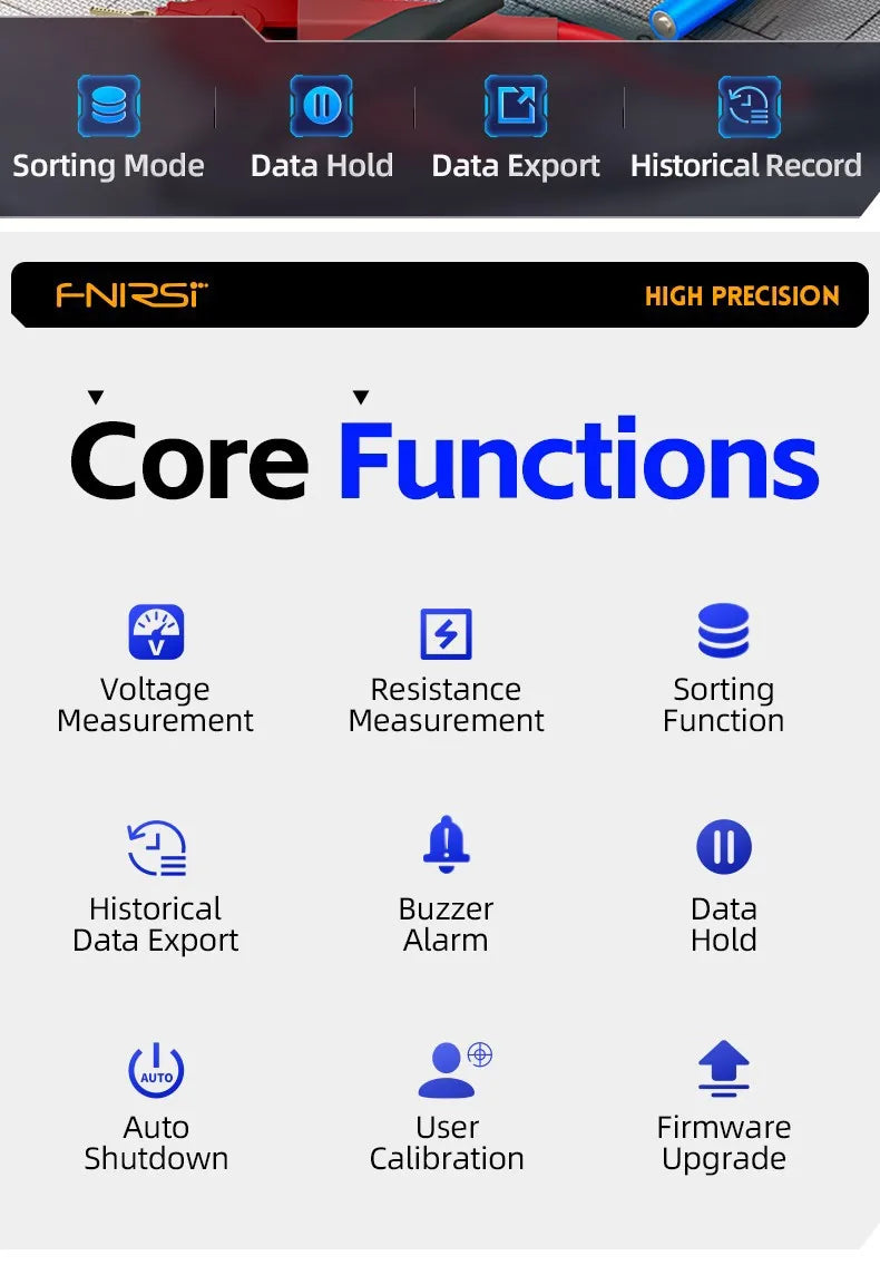 FNIRSI HRM-10 – Probador de Baterías 18650 y LiFePO4 de Alta Precisión