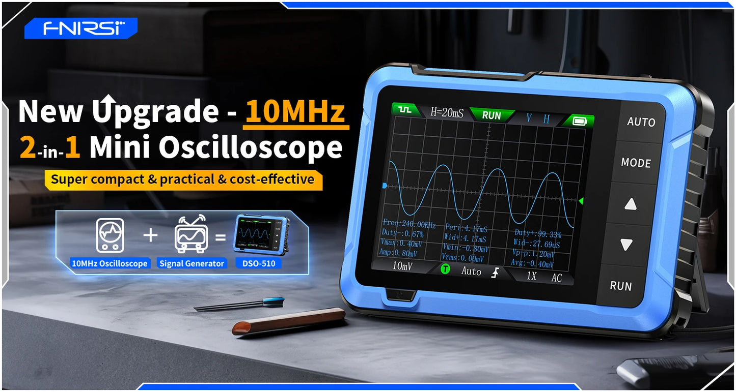 FNIRSI DSO510 / DSO152 / DSO153 – Mini Osciloscopios Digitales Portátiles 2 en 1