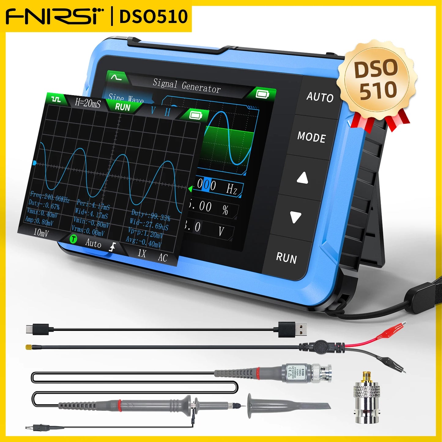 FNIRSI DSO510 / DSO152 / DSO153 – Mini Osciloscopios Digitales Portátiles 2 en 1