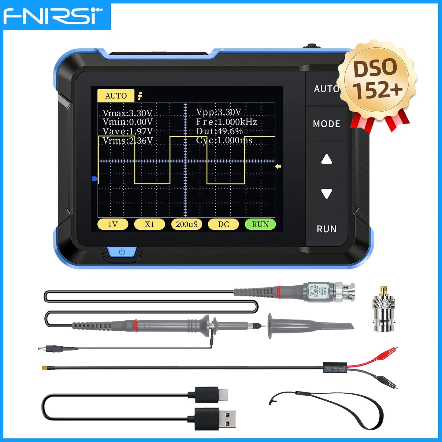 FNIRSI DSO510 / DSO152 / DSO153 – Mini Osciloscopios Digitales Portátiles 2 en 1