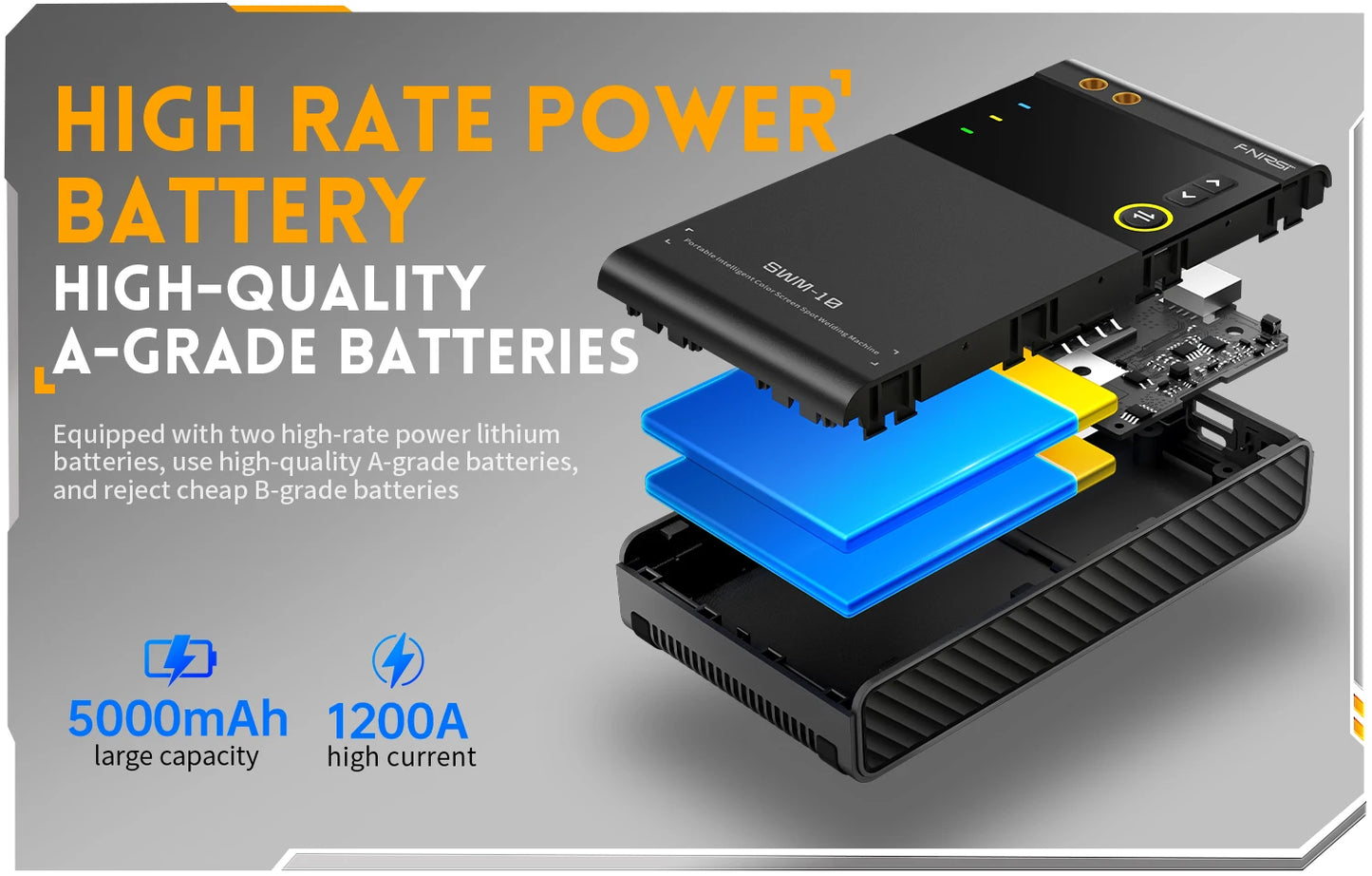 FNIRSI SWM-10 – Soldador por Puntos Portátil de Batería con Pantalla LCD y Tecnología de Doble Pulso
