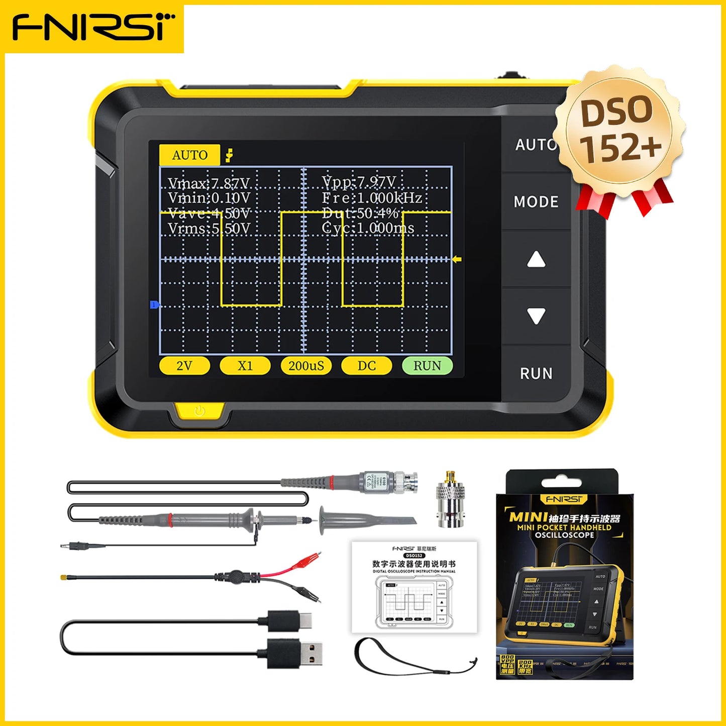FNIRSI DSO510 / DSO152 / DSO153 – Mini Osciloscopios Digitales Portátiles 2 en 1