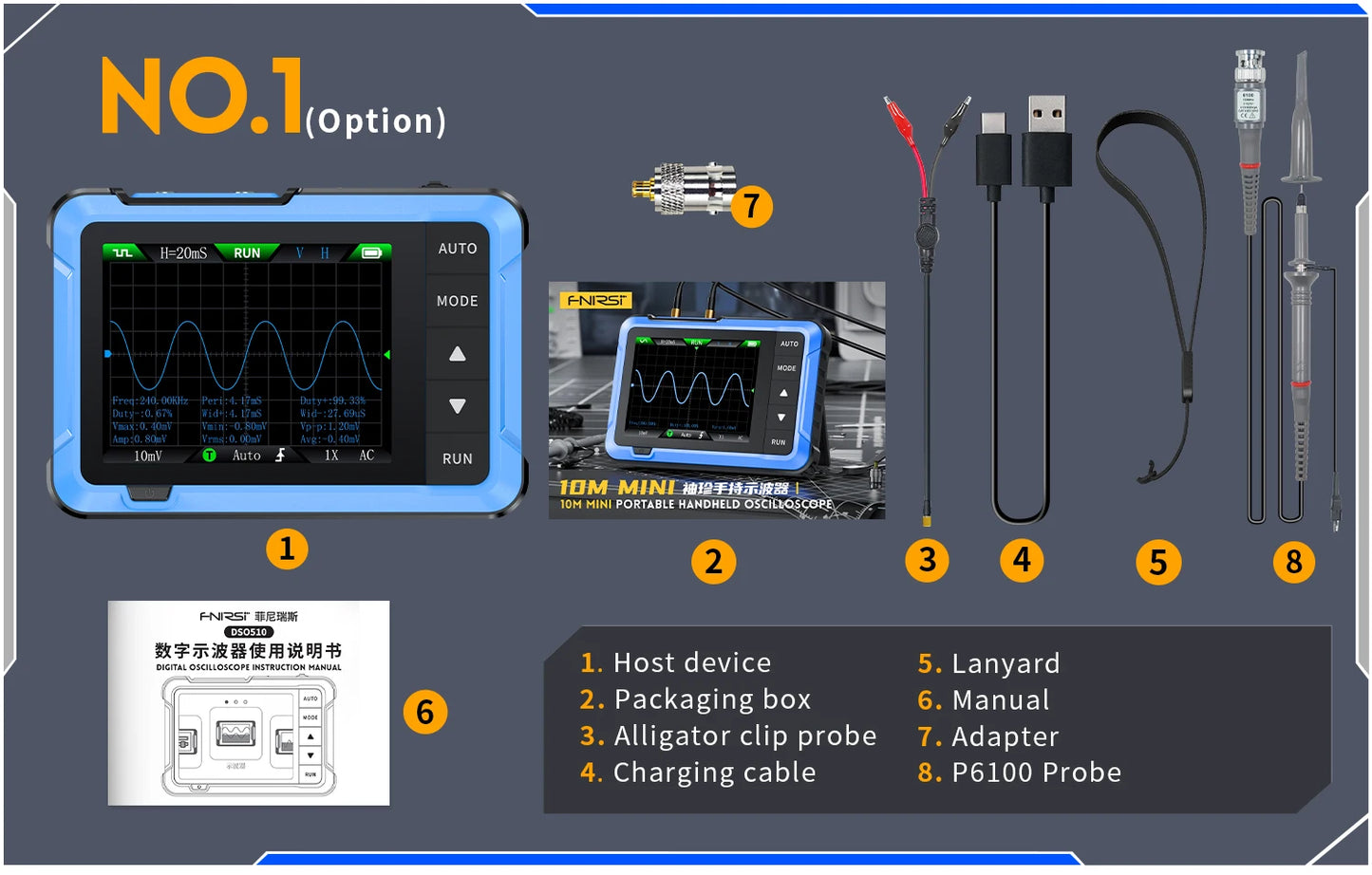 FNIRSI DSO510 / DSO152 / DSO153 – Mini Osciloscopios Digitales Portátiles 2 en 1