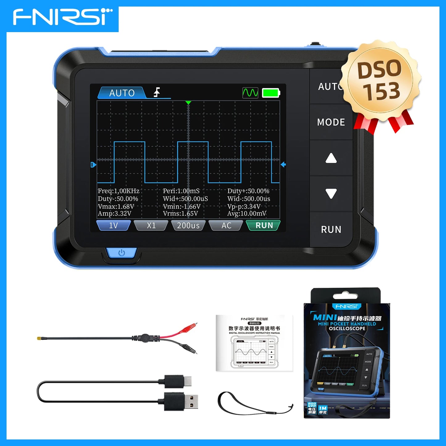 FNIRSI DSO510 / DSO152 / DSO153 – Mini Osciloscopios Digitales Portátiles 2 en 1