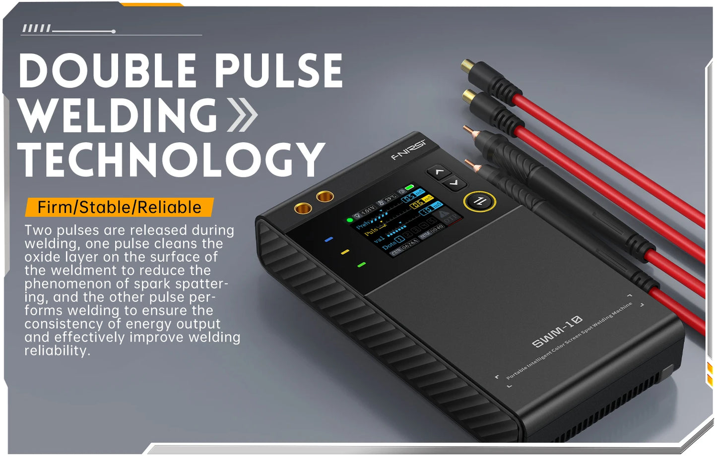 FNIRSI SWM-10 – Soldador por Puntos Portátil de Batería con Pantalla LCD y Tecnología de Doble Pulso