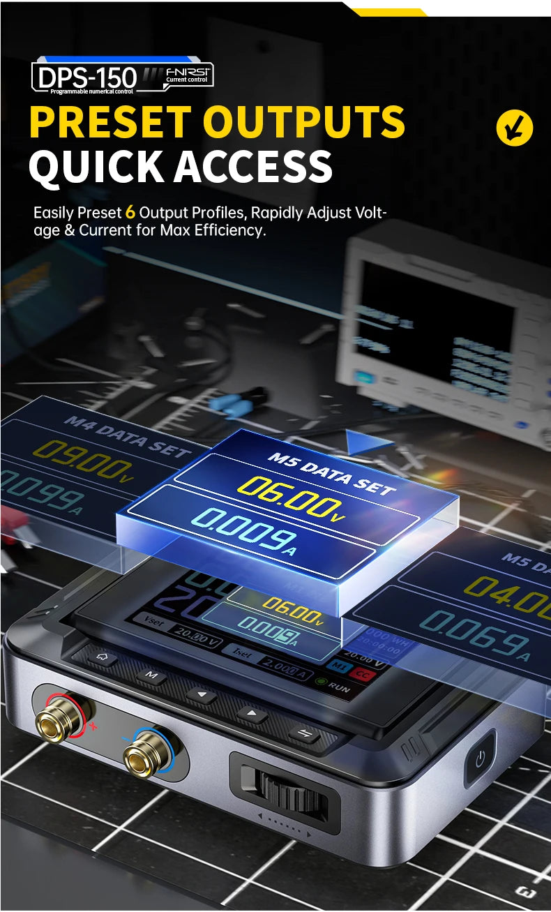 FNIRSI DPS-150 – Fuente de Alimentación DC Ajustable 30V 5A con Pantalla Digital Portátil