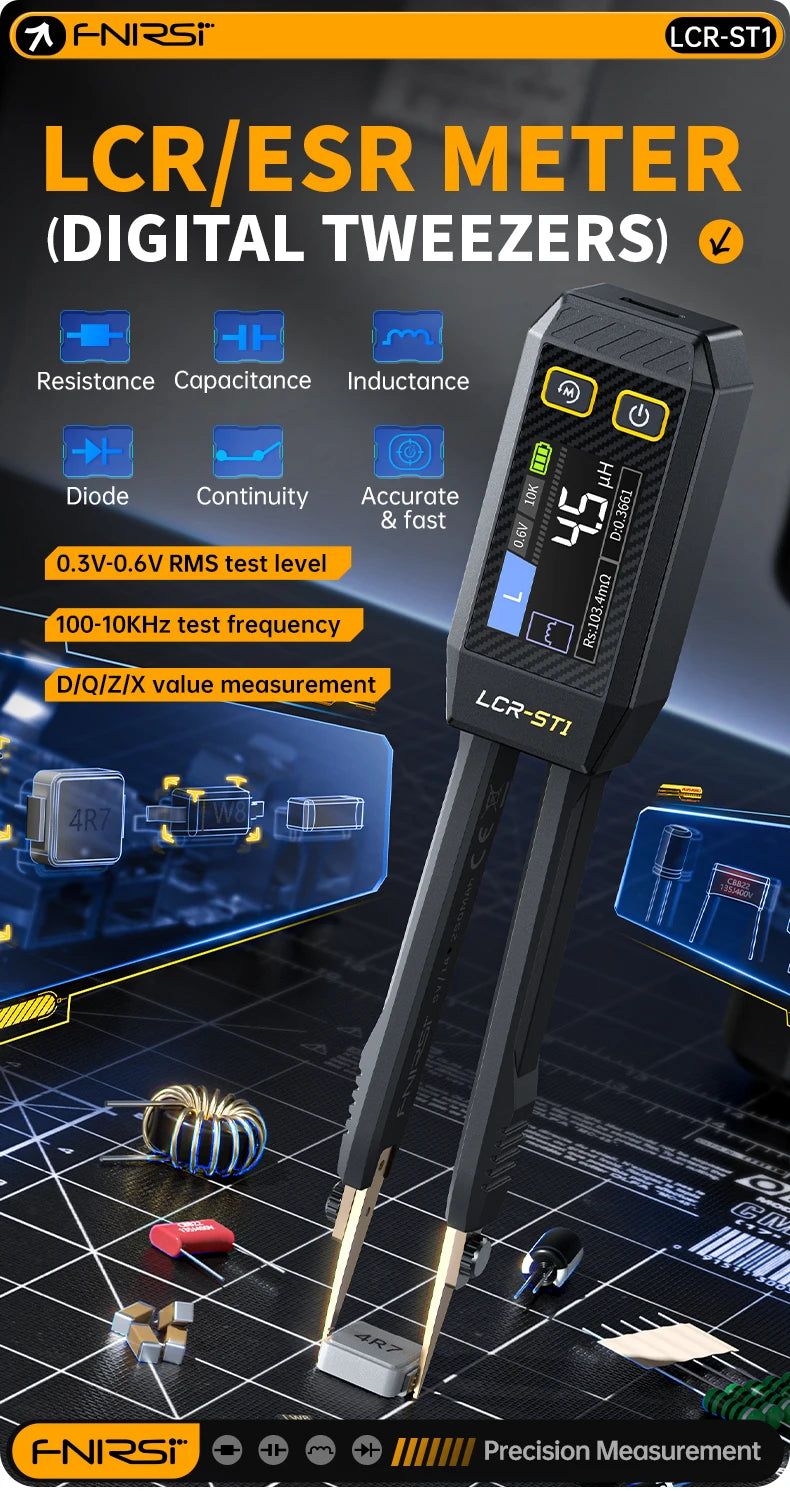 FNIRSI LCR-ST1 – Pinzas Digitales Inteligentes para Medición de Componentes SMD