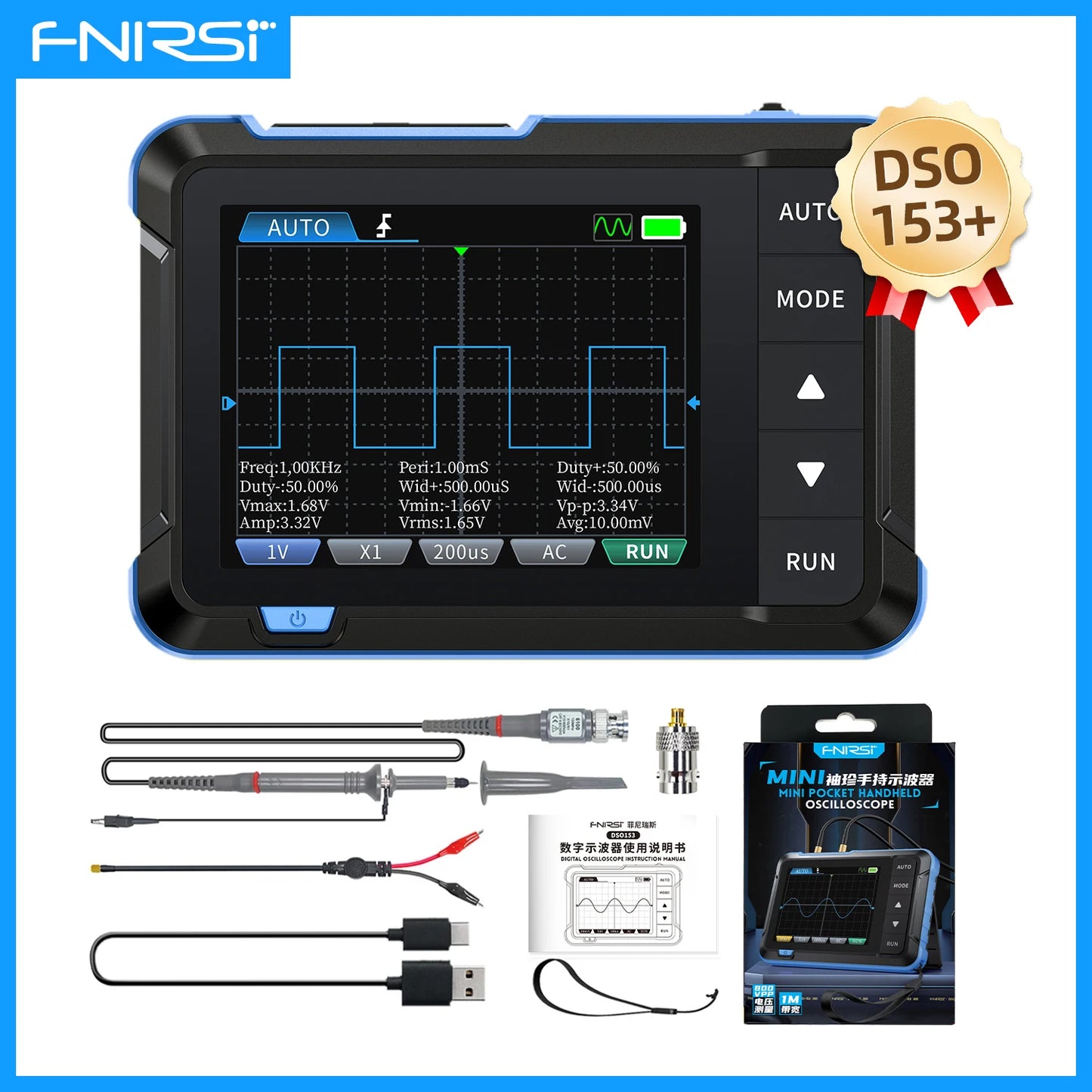 FNIRSI DSO510 / DSO152 / DSO153 – Mini Osciloscopios Digitales Portátiles 2 en 1