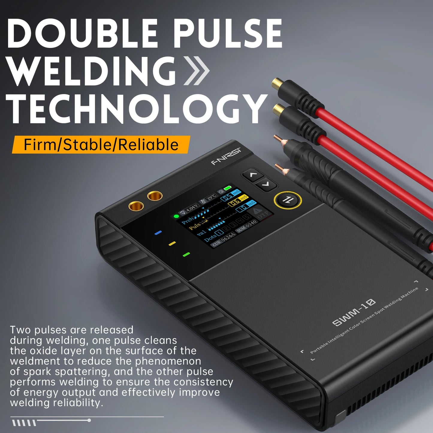 FNIRSI SWM-10 – Soldador por Puntos Portátil de Batería con Pantalla LCD y Tecnología de Doble Pulso