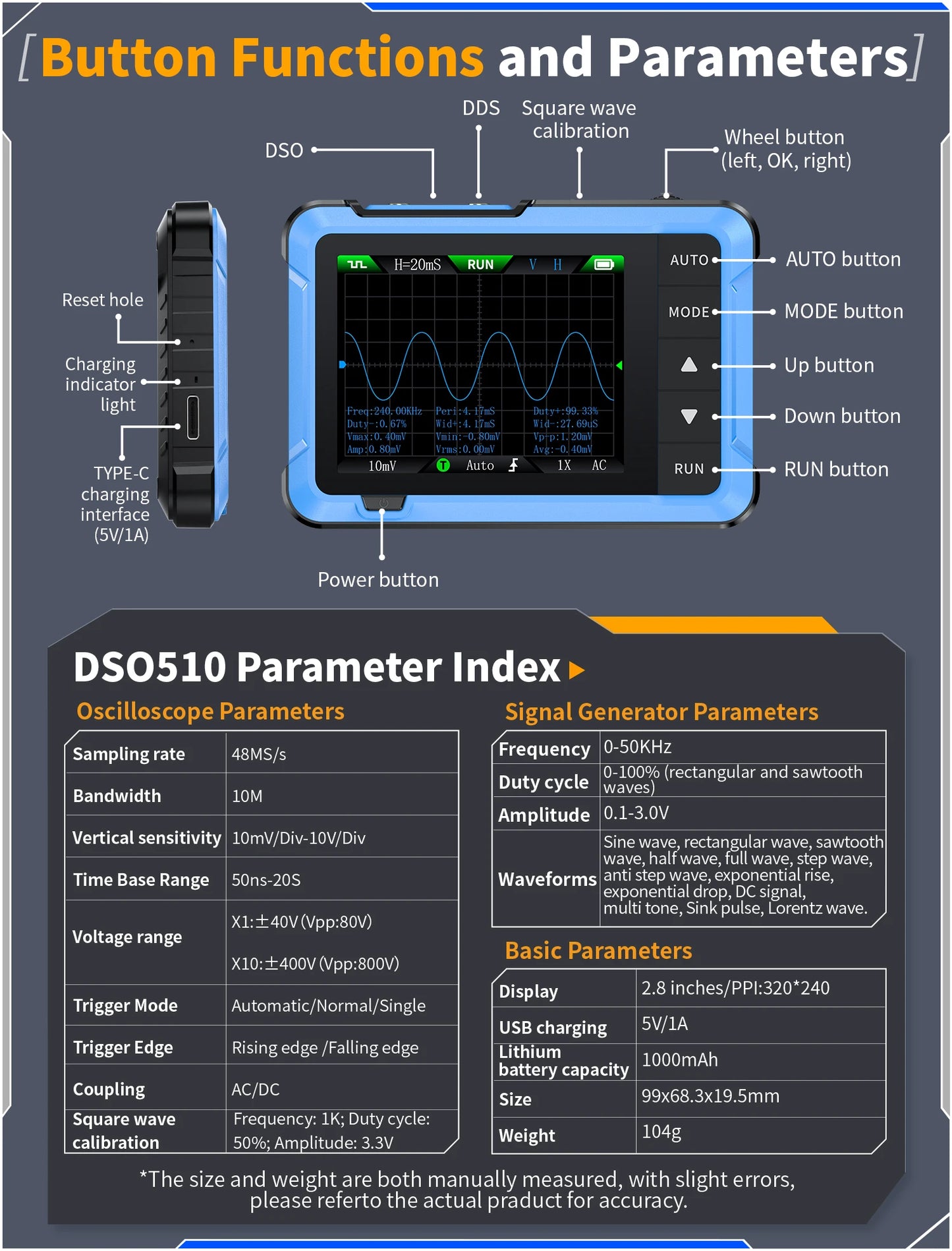 FNIRSI DSO510 / DSO152 / DSO153 – Mini Osciloscopios Digitales Portátiles 2 en 1