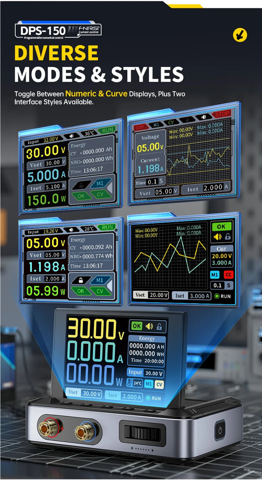 FNIRSI DPS-150 – Fuente de Alimentación DC Ajustable 30V 5A con Pantalla Digital Portátil
