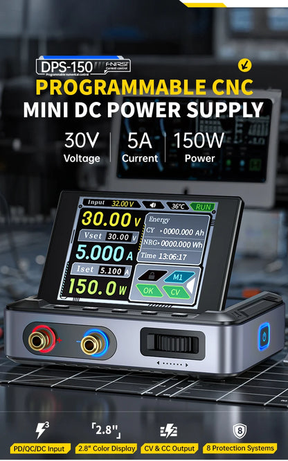 FNIRSI DPS-150 – Fuente de Alimentación DC Ajustable 30V 5A con Pantalla Digital Portátil