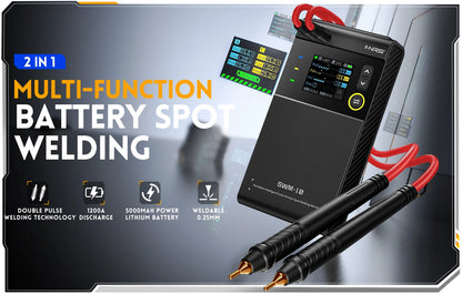 FNIRSI SWM-10 – Soldador por Puntos Portátil de Batería con Pantalla LCD y Tecnología de Doble Pulso