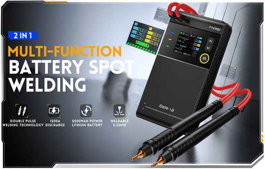 FNIRSI SWM-10 – Soldador por Puntos Portátil de Batería con Pantalla LCD y Tecnología de Doble Pulso